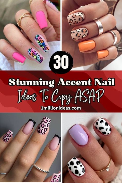 30 Stunning Accent Nail Ideas To Copy ASAP Ideas, Accent Nails, Art, Acrylic Nail Designs, Accent Nail Designs, Rounded Acrylic Nails, Round Nails, Round Nail Designs, May Nails