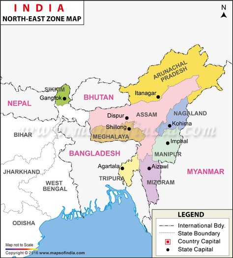 North-East India Map, Seven Sisters of India India, Art, Incredible India, Gangtok, Country, States Of India, North East Map, Northeast India, North East Indian