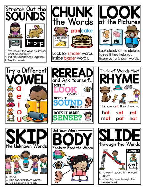 👉FREE reading strategy posters! Anchor Charts, Humour, Pre K, Reading, Parents, Reading Strategies Posters Free, Reading Strategies Kindergarten, Reading Strategies Posters, Reading Recovery