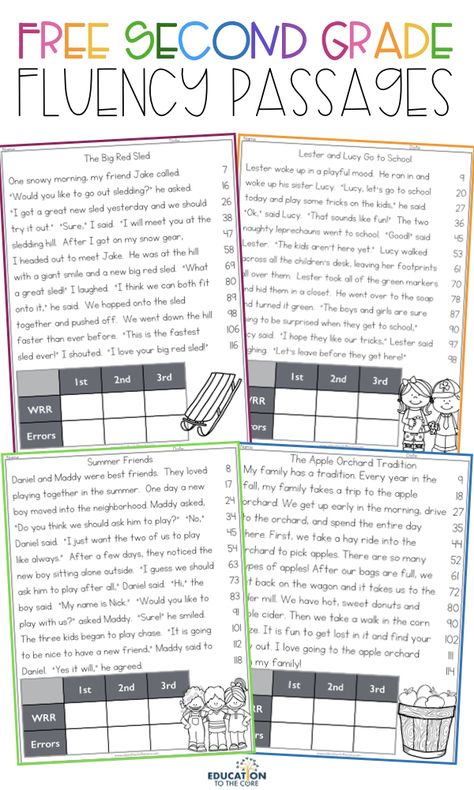 Get our FREE 2nd Grade Fluency / Reading Comprehension Passages and Questions Freebie / Sampler! Summer, Worksheets, English, Reading Fluency Games 2nd Grade, 2nd Grade Reading Comprehension, Reading Comprehension Grade 2, Third Grade Reading Fluency, 2nd Grade Reading Passages, Third Grade Reading Passages