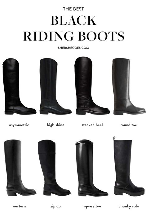 Black Leather Boots Knee High Flat, Womens Black Knee High Boots, Knee Long Boots Outfit, Knee High Riding Boots, 2023 Black Boots, Tall Black Riding Boots Outfit, Styling Riding Boots, Leather Riding Boots Outfit, Best Knee High Boots
