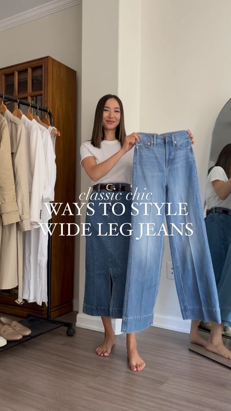 Casual, Outfits, Business Casual Outfits, Jeans, Fashion Hacks Clothes, Clothes For Women, Style Wide Leg Jeans, Trouser Jeans Outfit, Stylish Outfits