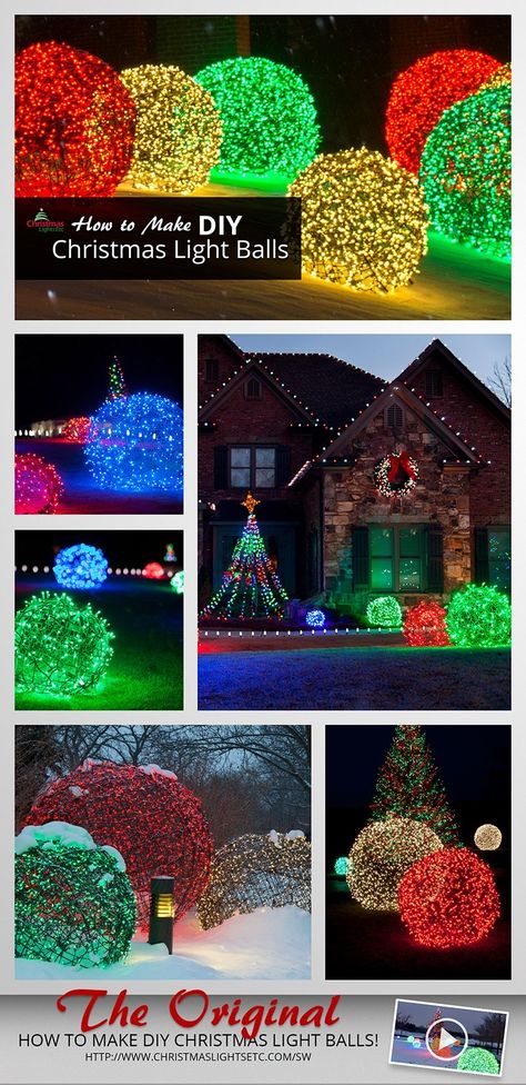 Decoration, Diy, Diy Christmas Lights, Light Balls Christmas, Outdoor Christmas Lights, Outdoor Christmas Diy, Christmas Lights Outside, Christmas Decorations Diy Outdoor, Christmas Lanterns