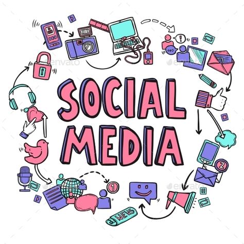Social media design concept with hand drawn conversation icons vector illustration. Editable EPS and Render in JPG format Instagram, Social Marketing, Social Media Apps, Social Media Marketing, Social Media Logos, Social Media Poster, Social Media Icons Free, Social Media Marketing Companies, Social Media Icons