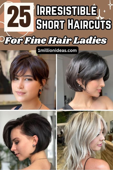 25 Irresistible Short Haircuts For Fine Hair Ladies Fitness, Bob Haircut For Round Face, Bobs For Fine Hair, Short Haircuts For Round Faces, Short Hair Cuts For Women With Round Faces, Medium Length Hair Cuts, Bob Haircut For Fine Hair, Short Hair Cuts For Women Thin, Short Hair Cuts For Round Faces