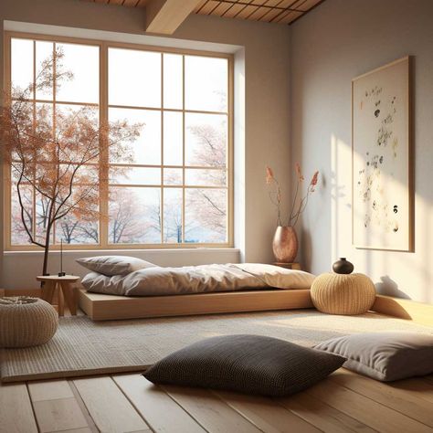 Interior, Japanese Bedroom Ideas Small Spaces, Small Bedroom Designs, Zen Bedroom Ideas, Japanese Style Bedroom Small Spaces, Small Bedroom, Bedroom Japanese, Zen Bed, Japan Bedroom Design