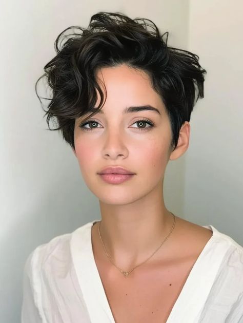 32 Haircuts for Wavy Hair that you should try in 2024 Pixie Cuts, Haircuts For Wavy Hair, Short Hair Cuts For Women, Short Hair Styles For Round Faces, Longer Pixie Haircut, Pixie Cut For Round Face, Pixie Cuts For Round Faces, Tomboy Haircut Round Face, Short Layered Haircuts