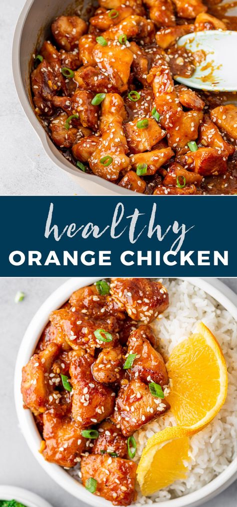 Protein, Paleo, Healthy Recipes, Healthy Orange Chicken, Paleo Orange Chicken, Healthy Sesame Chicken, Healthy Asian Chicken Recipes, Paleo Chicken Recipes, Low Cal Chicken Recipes