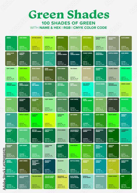 Pantone, Art, Adobe Illustrator, Green Color Chart, Green Color Pallete, Green Colour Palette, Color Shades, Green Color Names, Color Swatch