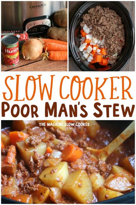 Slow Cooker, Crock Pot Slow Cooker, Crockpot Recipes Slow Cooker, Beef Stew Crockpot, Poor Mans Stew, Crock Pot Cooking, Slow Cooker Beef Stew, Crockpot Dishes, Crockpot Recipes