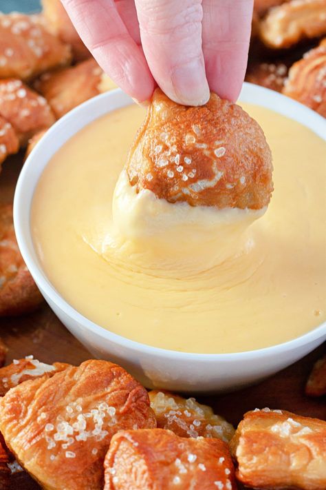 Pretzel dipped in Cheese Sauce Sauces, Snacks, Desserts, Cheese Dip Recipes, Cheese Dip, Homemade Cheese, Cheddar Cheese Dip, Pretzel Dip Recipes, Cheese Dipping Sauce