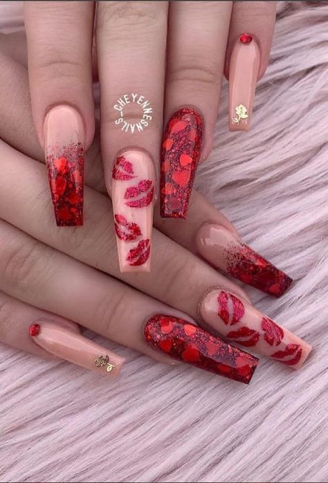 40 Beautiful Pink Coffin Nails Designed for You in This Spring - Lily Fashion Style Nail Art Designs, Nail Swag, Nail Designs, Acrylic Nail Designs, Nails Inspiration, Coffin Nails Designs, Best Acrylic Nails, Red Acrylic Nails, Nail Colors