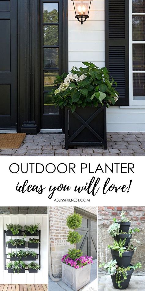 Beautiful front porch planter ideas to instantly up your curb appeal! #ABlissfulNest #gardening #curbappeal Inspiration, Outdoor, Porches, Exterior, Decks, Summer, Home Décor, Porch Planter Ideas, Porch Planter