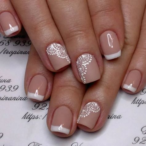 Nail Designs, Nail Art Designs, Floral Nail Art, Lace Nail Art, Nail Art Wedding, Lace Nail Design, French Manicure Designs, Bridal Nail Art, Diy Nail Designs