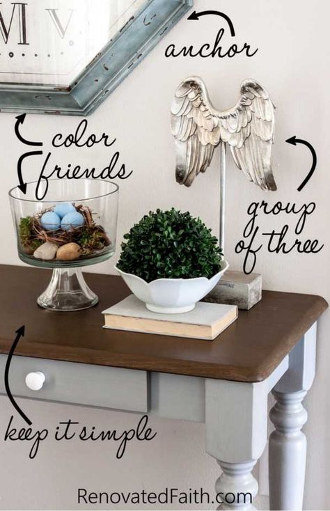Knowing how to decorate a console table is easy with three simple steps! This post covers where to put a console table in any room, tips for decorating a console table with lanterns, the right size of picture frames and ideas for different styles and locations (hallway, living room, behind a couch, in front of a window, etc.) Included are ideas for decorating an entryway for Christmas & ideas for the bottom shelf. Diy, Home Décor, Entryway, Diy Home Décor, Crafts, Farmhouse Style, Elle Décor, Decoration, Ikea