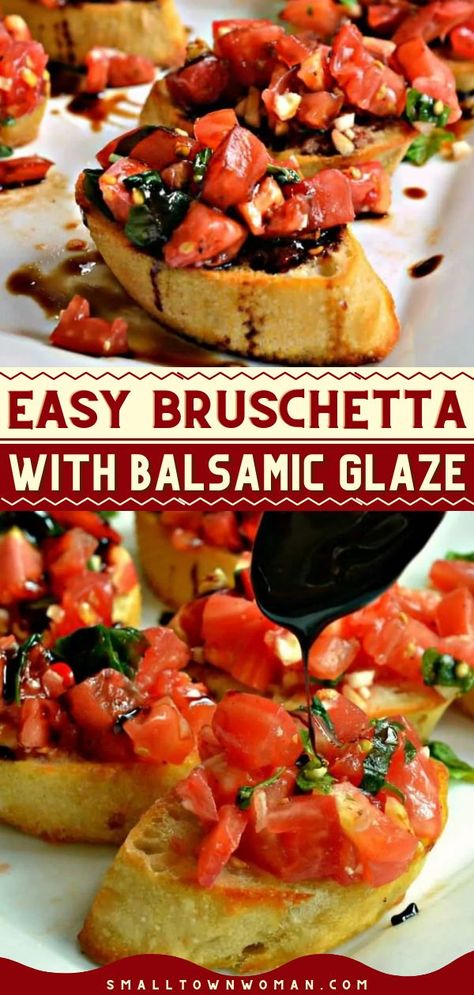 EASY BRUSCHETTA WITH BALSAMIC GLAZE, thanksgiving recipes, christmas appetizers How To Make Bruschetta Recipes, Easy Bruschetta Appetizers, Bruschetta Appetizers Appetizer Ideas, Bruschetta With Balsamic Glaze, Best Bruschetta Recipe Appetizers, Appetizer Recipes Bruschetta, The Best Bruschetta Recipe, Classic Bruschetta Recipe, Recipes With Bruschetta