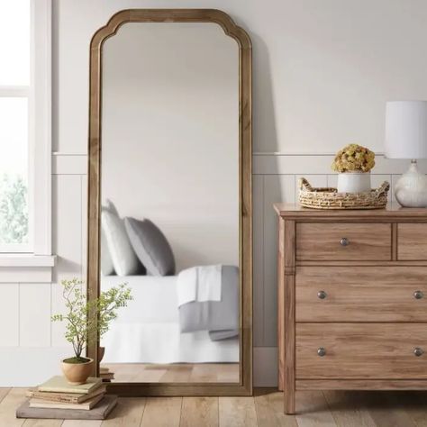 French Country Decorating, Oversized Floor Mirror, French Country Wall Mirror, Floor Length Mirror, French Country Bedrooms, Modern French Country, Modern Wall Shelf, Leaning Floor Mirror, Wood Floating Shelves