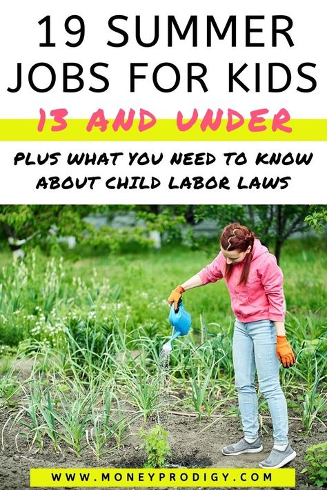 Good summer jobs for kids to make money? I'm looking for easy summer jobs for my 13 year old - and this is a great list of both options at home and around the neighborhood (even some with outside employers!). I also like how she outlines child labor laws - I didn't know what all they entailed. Very helpful. Jobs for 11 year olds. life skills for kids #earnmoney #summerjob #kidsmoney Life Hacks, Summer, Summer Jobs For Kids, Summer Jobs, Student Jobs, Teen Jobs, Holiday Jobs, Best Summer Jobs, Kids Schedule