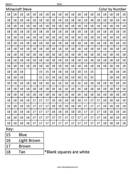 Minecraft Steve- Color by Number Worksheet Color By Numbers, Color By Number Printable, Maths Colouring Sheets, Color Number, Printable Math Worksheets, Math Coloring, Color Worksheets, Subtraction Worksheets, Math Coloring Worksheets