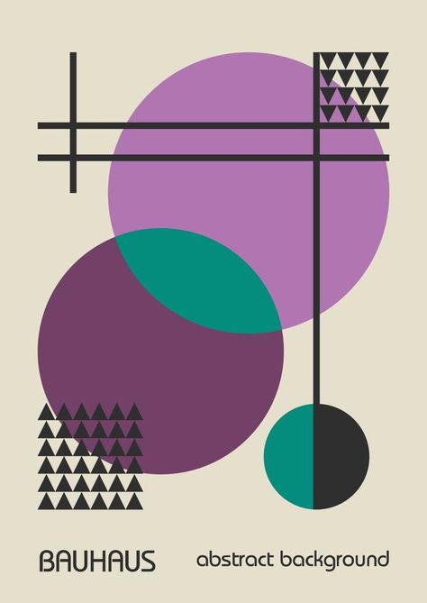 Minimal vintage 20s geometric design posters, wall art, template, layout with primitive shapes elements. Bauhaus retro pattern background, vector abstract circle, triangle and square line art. Design, Uni, Form, Modern, Grafik, Geometric, Background Patterns, Graphic, School