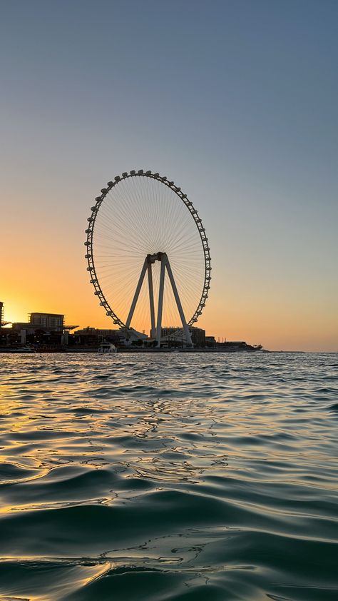 A big wheel on the public beach in Dubai Instagram, Dubai, Aesthetic Pictures, Sunset, United Arab Emirates, Vida, Dubai Aesthetic, Trip, City