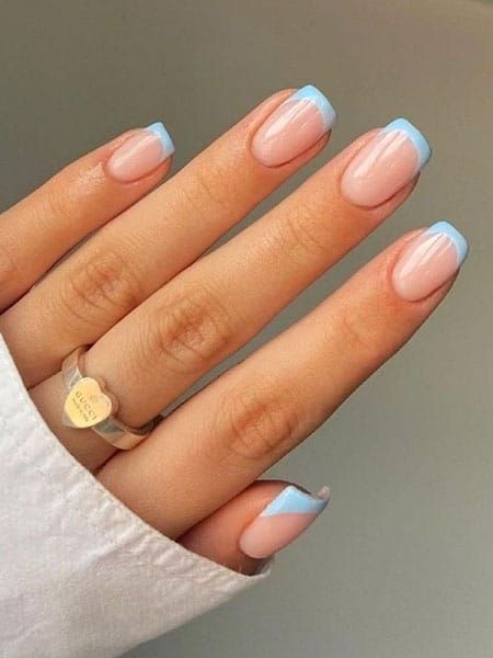 50 Best French Tip Nails to Try in 2022 - The Trend Spotter Acrylic Nail Designs, French Tip Nails, French Tip Acrylic Nails, French Manicure Nails, Classy Acrylic Nails, Short Acrylic Nails Designs, Light Blue Nails, Simple Acrylic Nails, Nails Inspiration