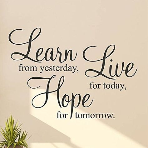 Inspirational Quotes, Sayings, Motivational Quotes, Quotes, Wall Quotes, Yesterday And Today, Quote Decals, Inspirational Wall Art, Qoutes
