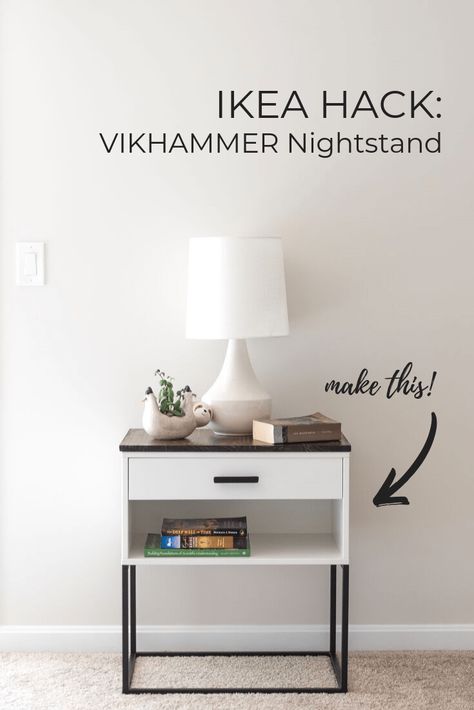 IKEA Hack: A VIKHAMMER Nightstand Makeover #nightstanddecor Ikea, Ikea Hacks, Ikea Closet Hack, Ikea Furniture Hacks, Ikea Nightstand, Ikea Hack Ideas, Ikea Storage, Ikea Hack, Diy Ikea Hacks