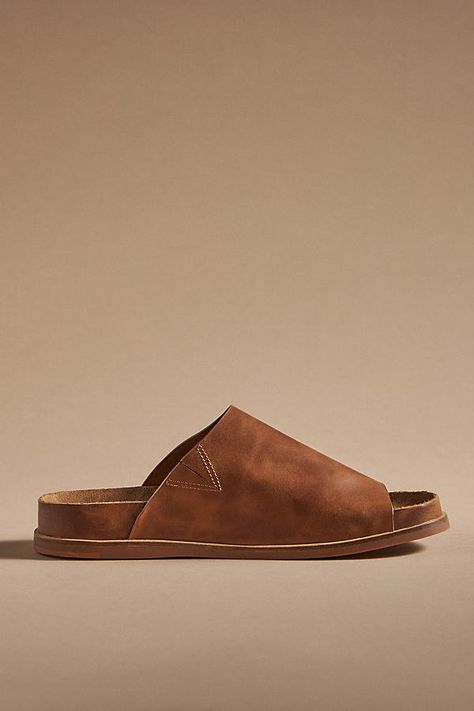 Leather upper, insole Rubber sole Slip-on styling Imported | Squish Slide Sandals by Kelsi Dagger Brooklyn in Brown, Women's, Size: 12 at Anthropologie Architecture, Slippers, Flats, Slip On Sandal, Shoes Sandals, Leather Sandals Flat, Leather Slide Sandals, Leather Sandals, Slide Sandals