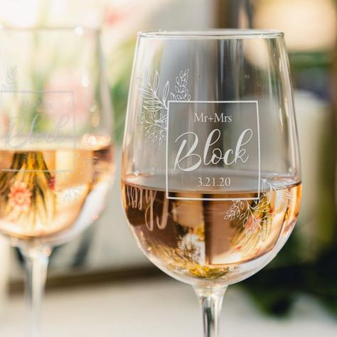 Where To Get Wine Glasses Engraved for Wedding Gift? -- Ask Emmaline Diy, Wines, Personalized Wine Glasses Wedding, Custom Wine Glasses Wedding, Personalized Wine Glass, Personalized Wine Glasses, Engraved Wine Glasses, Wedding Wine Glasses, Etched Wine Glasses