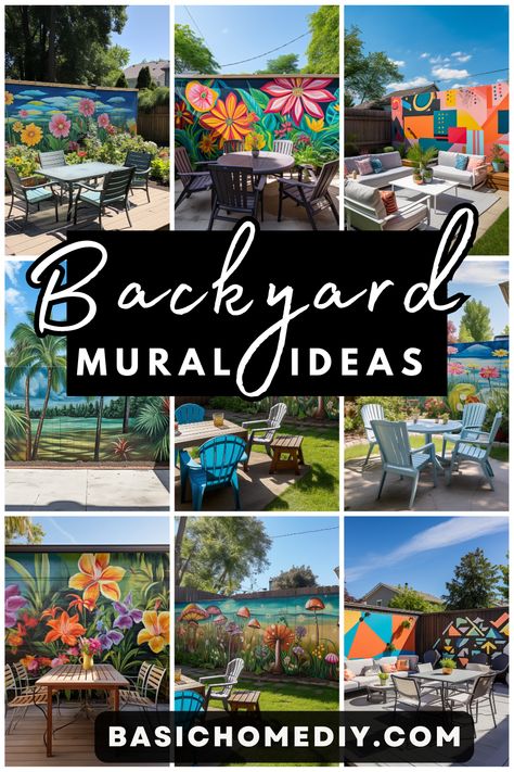 Are you a huge fan of spending lots of time in your backyard and want a unique outdoor feel? If you want to add a splash of color and beauty then be sure to read all about backyard mural ideas for your home. Gardening, Camping, Decoration, Layout, Design, Exterior, Colorful Backyard Ideas, Outdoor Wall Art, Backyard Fence Decor