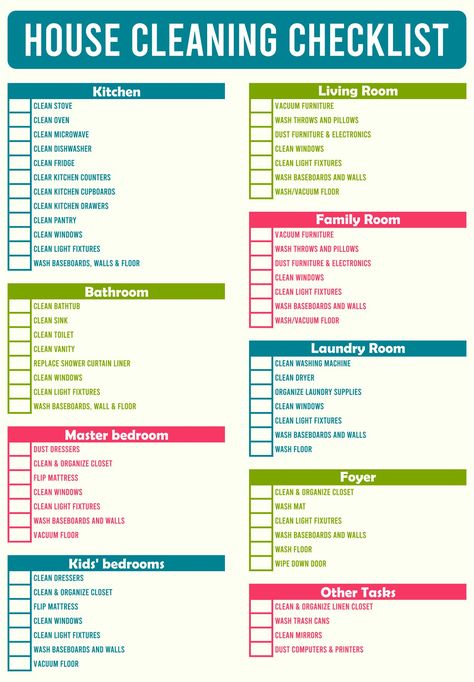 Printable House Cleaning Checklist Household Cleaning Tips, Organisation, Diy, Cleaning Bathroom Checklist, Deep Cleaning House Checklist By Room, Kitchen Deep Cleaning Checklist, Deep Cleaning House Checklist, House Cleaner Checklist, Cleaning Organizing