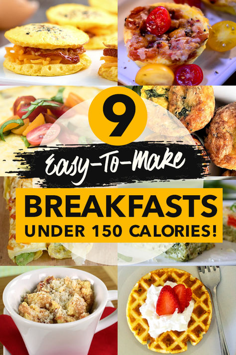 Start the day in a healthy way with these 9 easy-to-make breakfasts. Each of the breakfasts has less than 150 calories! #breakfast #breakfastrecipes #recipes #wls #weightlosssurgery #rny #gastricbypass #vsg #sleeve #DS #obesity Healthy Recipes, Fitness, Low Carb Recipes, Easy Low Calorie Breakfasts, Calorie Deficit Breakfast Ideas, Healthy Food Choices, Healthy Breakfast On The Go, Breakfast Meal Prep, 200 Calorie Breakfast