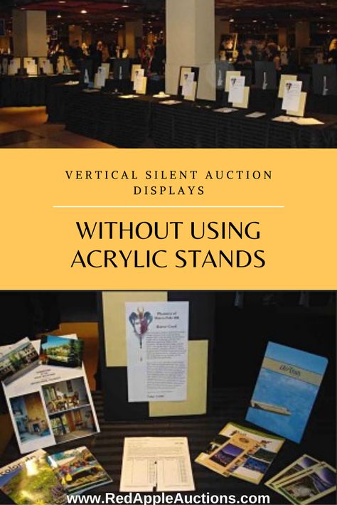 The key to a good silent auction display is to keep it vertical. Here are three options other than acrylic stands that you can use for your silent auction. Foundation, Silent Auction Display Signs, Silent Auction Display, Silent Auction Donations, Silent Auction Basket, Silent Auction Fundraiser, Silent Auction Tips, Auction Donations, Auction Projects