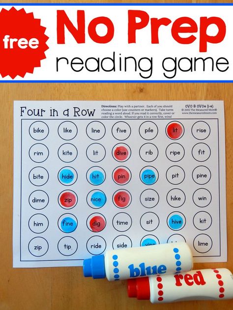 These four no-prep reading games give great practice reading i-e words! And they're free! Sight Word Games, Phonics, Pre K, Play, Phonics Activities, English, Phonics Games, 2nd Grade Reading, Teaching Reading