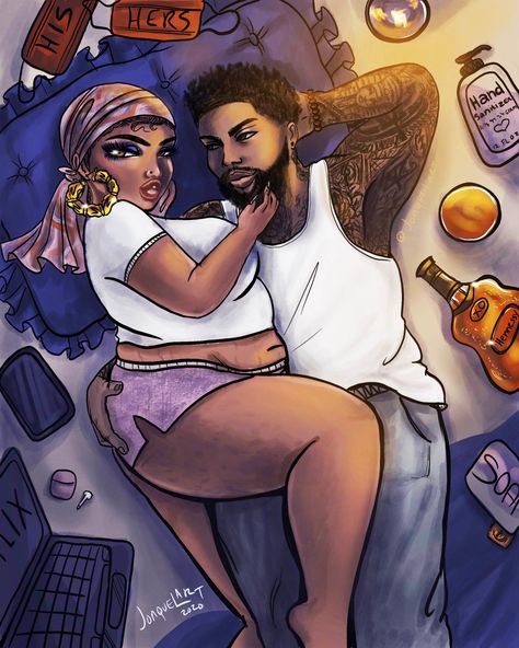 This week we have the incredibly talented artist responsible for creating the super relatable Quarantine Bae series! Plus Size Artist Spotlight -Quarantine Bae Art Series Creator Jonquel Pickney #plussizefashion #plussize Girl Cartoon, Cute Black Couples, Cute Couple Art, Couple Art, Fotos, Black Girl Cartoon, Afro Art, Bae, Black Couple Art