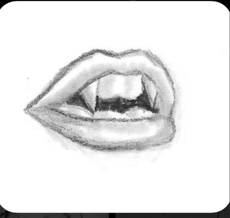 #fyp Drawing Eyes, Drawing Faces, Vampire Teeth Drawing Sketch, Vampire Drawings, Drawings Of Lips, Lips Drawing, Vampire Teeth, Cool Art Drawings, Lip Drawings