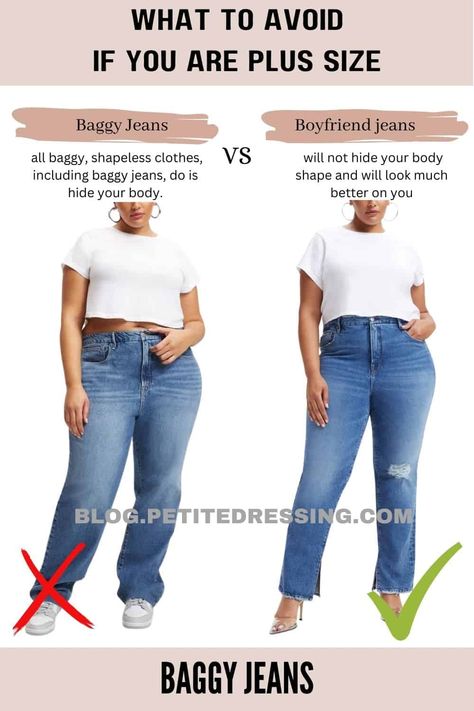 What Plus Size Should Not Wear Jeans, Boyfriend Jeans, Outfits, How To Style Baggy Jeans, Best Plus Size Jeans, Affordable Plus Size Clothing, Plus Size Boyfriend Jeans, Plus Size Mom Jeans, Plus Size Baggy Jeans Outfit
