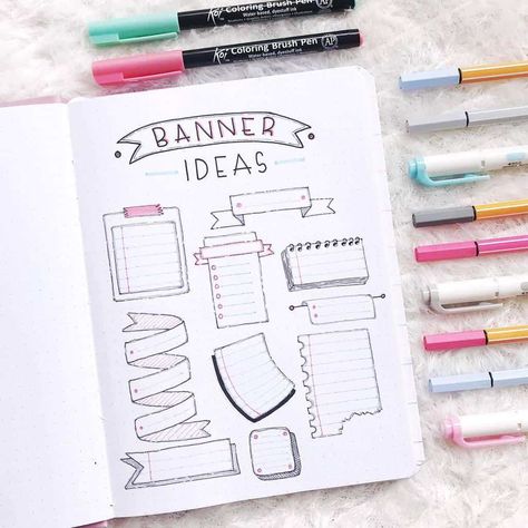 Simple Bullet Journal banners to add some extra decoration to your titles and headers. Simple step-by-step tutorials to add creativity to your Bullet Journal pages. Bullet Journal banner ideas and tutorials for inspiration! #mashaplansw #bulletjournal #headers #banners #bujoinspo #creative Doodles, Doodle, Journal Doodles, Bullet Journal Doodles, Journal, Bullet Journal Art, Bujo, Journal Writing, Bullet Journal Notes