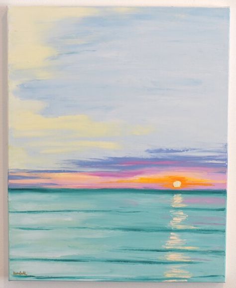 Painting & Drawing, Pastel, Watercolour Art, Art, Oil Painting On Canvas, Painting Inspiration, Beach Canvas Paintings, Summer Painting, Sun Painting
