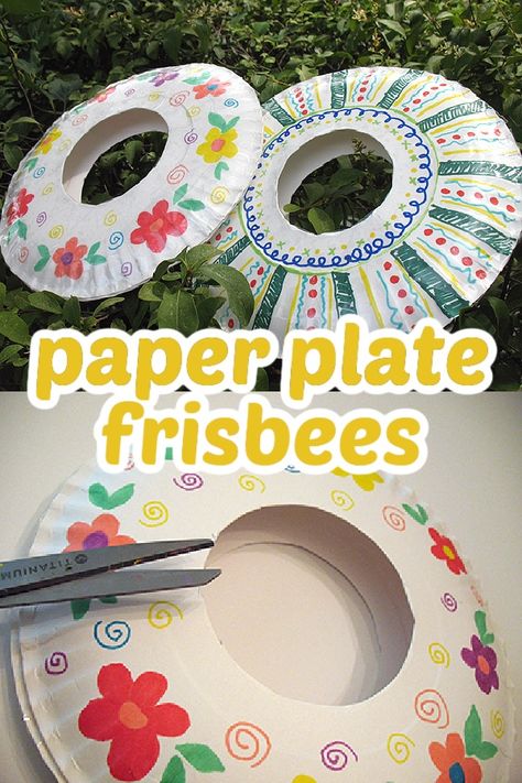Decorate and fly these fun paper plate frisbees this summer! Ideas, Pre K, Paper Plate Crafts For Kids, Paper Plate Art, Diy Paper Toys, Easy Crafts For Kids, Craft Activities, Easy Kindergarten Crafts, Craft Activities For Kids