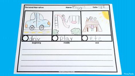 How to Teach Narrative Writing in Kindergarten & First Grade: Step by Step Kindergarten Narrative Writing Prompts, Narrative Writing For Kindergarten, 2nd Grade Writing, Teaching Narrative Writing, Narrative Writing Kindergarten, Kindergarten Narrative, First Grade Writing, Personal Narrative Writing, Elementary Lesson