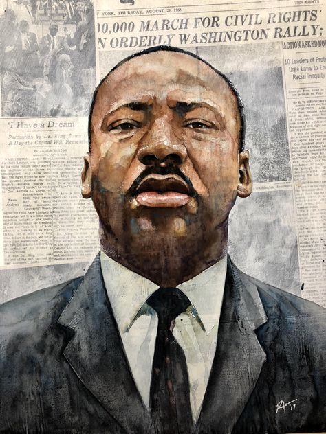 Martin Luther King/12x16/gouache People, Collage, Fotos, Fotografie, Medium, Fotografia, Martin King, One, Marthin Luther