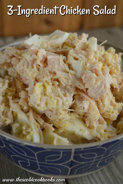 This 3 Ingredient Chicken Salad is a great option for an easy workday lunch to fix as a sandwich or put on crackers. Courgettes, Dips, Chicken Salad, Cold Appetisers, Appetisers, Salad Recipes, High Protein Chicken Salad, Chicken Salad Recipes, Easy Salad Recipes