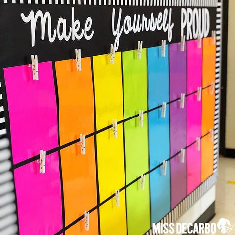 Make Yourself P R O U D! This is our student display board for the year. My students will be able to put anything on their clothespin that… Bulletin Boards, Pre K, Decoration, Organisation, Classroom Displays, Classroom Bulletin Boards, Classroom Board, Display Board, Classroom Organisation