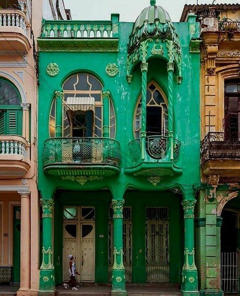 Nicoletta Carlone (@nicolettacarlone) posted on Instagram: “Art Nouveau building in Havana, Cuba” • Apr 18, 2021 at 9:32pm UTC Houses, Colonial, Architecture, House Design, Places, Cuba, Arquitetura, Lugares, Interior Architecture