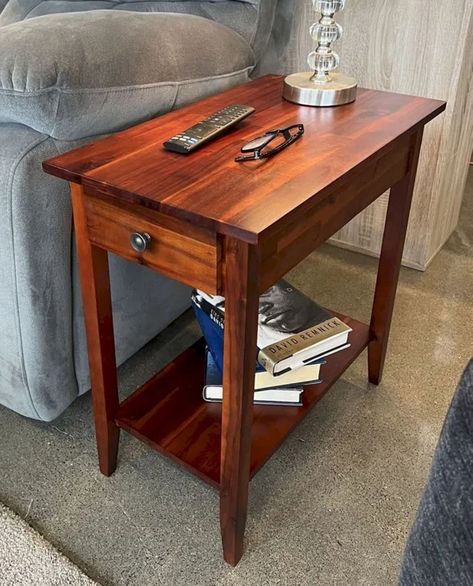 Aiydan Solid Wood End Table with Storage Diy, Highlights, Ideas, End Tables With Storage, End Tables With Drawers, Tall End Tables, Living Room End Tables, Wood End Tables, Narrow Side Table