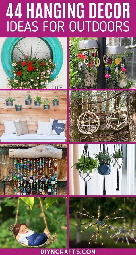 Create unique hanging decorations using these tutorials and tips to create beauty and life in your outdoor spaces. Perfect for gardens, porches, and more! #Garden #GardenDecor #OutdoorSpaces #OutdoorDecor #HangingDecorations Home Décor, Outdoor, Gardening, Diy Outdoor Decor, Backyard Decor, Backyard Diy Projects, Diy Garden Decor, Garden Decor Projects, Yard Decor