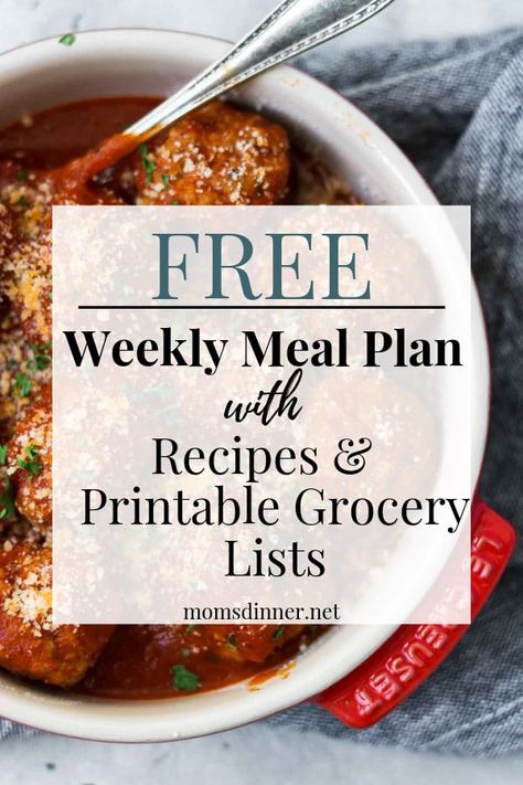 Meal Planning, Meal Plan Grocery List, Weekly Meal Plan Family, Free Weekly Meal Plan, Budget Meal Planning, Week Meal Plan, Meal Prep Plans, One Week Meal Plan, Meal Prep For The Week