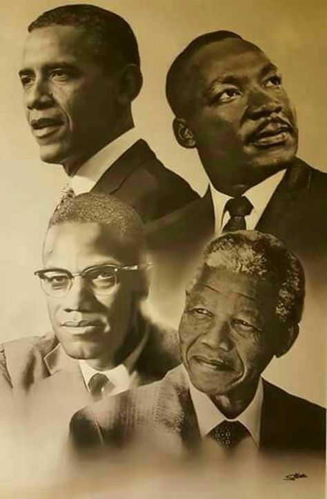 BLACK LEADERSHIP: Barack Obama, Martin Luther King Jr., Malcolm X, and Nelson Mandela History, Africa, Historia, Martin Luther King, History Facts, Obama, Persona, Martin Luther King Jr, King Jr
